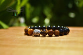 Pulsera Ojo de tigre y Obsidiana con Dije Buda